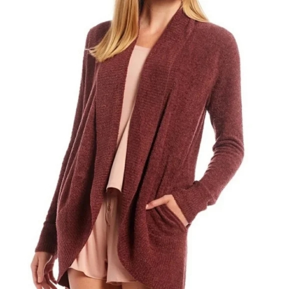 Barefoot Dreams Cozy Chic Lite Coastal Hooded Longline Cardigan Sz L Lounge wear
